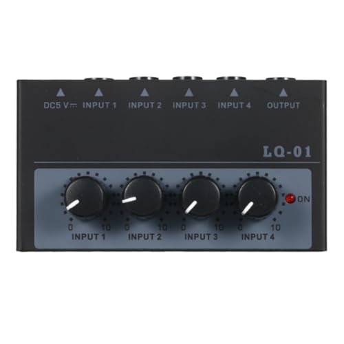 Kdouehg Mixer, Extrem Geräuscharm, 4-Kanal-Mixer, 4 Eingänge, 1 Ausgang, DC 5 V, Mini-Audiomixer, Mikrofon, Gitarren- und Bassmixer, EU-Stecker Kdouehg Mixer, Extrem Geräuscharm, 4-Kanal-Mixer, 4 Eingänge, 1 Ausgang, DC 5 V, Mini-Audiomixer, Mikrofon, Gitarren- und Bassmixer, EU-Stecker von Kdouehg