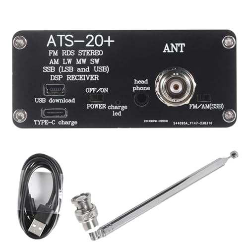 Kdouehg SI4732 ATS-20+ Plus ATS20+ Radioempfänger FM AM (MW & SW) SSB (LSB & USB) mit + Antenne + Lautsprecher + Typ-C-Kabel von Kdouehg