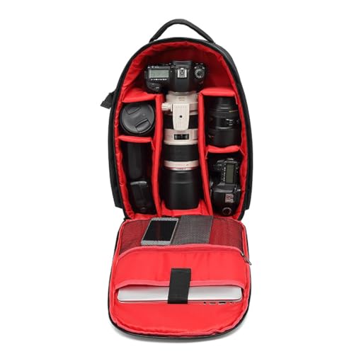 Kdouehg SLR-Kameratasche, Digitalobjektiv, Outdoor-Fotografie-Rucksack, Wasserdichtes Gewebe, Große Kapazität, Multi-Fun-Tasche, Rot von Kdouehg