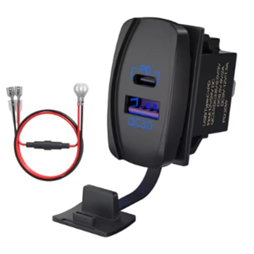 Kdouehg USB Kippschalter für Auto, UTV, RZR, Wohnmobil, Marine QC 3.0 Doppelanschlusssteckdose PD-Ladesteckdose, Wasserdichte PD-Ladesteckdose Kdouehg USB Kippschalter für Auto, UTV, RZR, Wohnmobil, Marine QC 3.0 Doppelanschlusssteckdose PD-Ladesteckdose, Wasserdichte PD-Ladesteckdose von Kdouehg