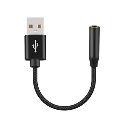 Kdouehg USB-auf-3,5-mm-Audiokabel, USB-A auf 3,5-mm-Buchse, Externe Stereo-Soundkarte, Kopfhörer-Mikrofon-Soundadapter, Schwarz Kdouehg USB-auf-3,5-mm-Audiokabel, USB-A auf 3,5-mm-Buchse, Externe Stereo-Soundkarte, Kopfhörer-Mikrofon-Soundadapter, Schwarz von Kdouehg