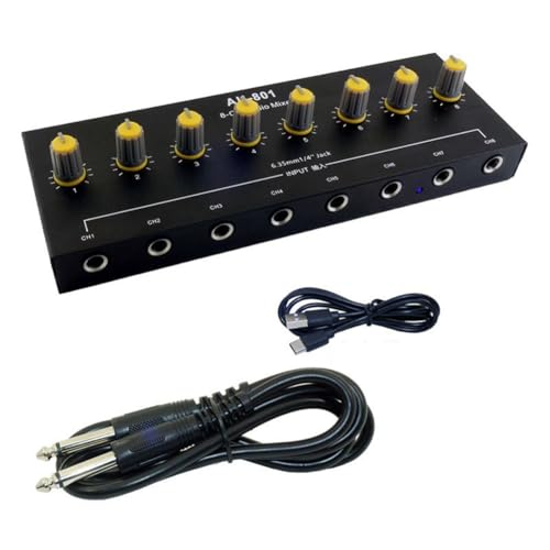 Kdouehg Wiederaufladbarer Outdoor-Soundmixer mit 8 Kanälen für Musikinstrumente und Mikrofone, 8 Eingänge, ein Ausgang Kdouehg Wiederaufladbarer Outdoor-Soundmixer mit 8 Kanälen für Musikinstrumente und Mikrofone, 8 Eingänge, ein Ausgang von Kdouehg