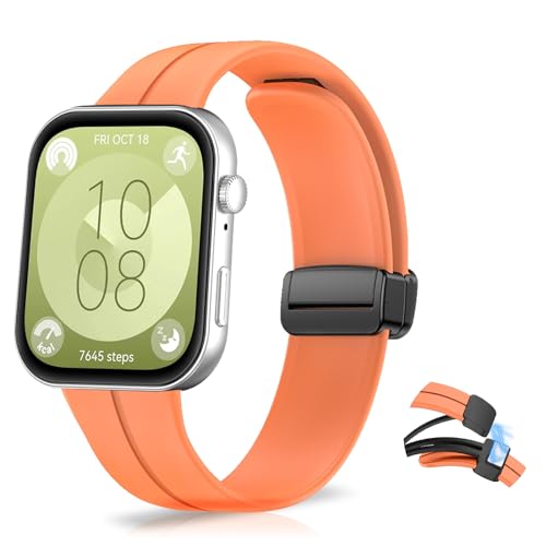 KeHowy Armband Kompatibel mit Huawei Watch Fit 3, Silikon Magnetisch Armbänder Ersatzband für Huawei Watch Fit 3, Orange KeHowy Armband Kompatibel mit Huawei Watch Fit 3, Silikon Magnetisch Armbänder Ersatzband für Huawei Watch Fit 3, Orange von KeHowy
