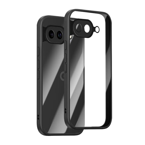 KeHowy Hülle für Google Pixel 9a 5G, Weiches TPU Rahmen + Harte PC-Rückseite Transparent Dünn Schutzhülle, [Kameraschutz] 360 Grad Cover Case Handyhülle für Google Pixel 9a 5G - Schwarz von KeHowy