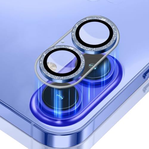 KeHowy Kamera Linse Schutzfolie Kompatibel mit iPhone 16/iPhone 16 Plus, [Glitter Diamonds] 9H Härte HD Panzerglas Kameraschutz Zubehör Camera Glass Protector Kratzfest für iPhone 16/16 Plus - Blau von KeHowy