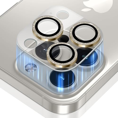 KeHowy Kamera Linse Schutzfolie Kompatibel mit iPhone 16 Pro/16 Pro Max, [Glitter Diamonds] 9H Härte HD Panzerglas Kameraschutz Zubehör Camera Glass Protector Kratzfest für iPhone 16 Pro Max - Gold von KeHowy