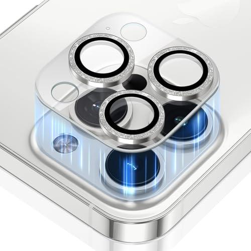 KeHowy Kamera Linse Schutzfolie Kompatibel mit iPhone 16 Pro/16 Pro Max, [Glitter Diamonds] 9H Härte HD Panzerglas Kameraschutz Zubehör Camera Glass Protector Kratzfest für iPhone 16 Pro Max - Silber von KeHowy