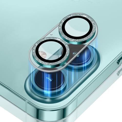 KeHowy Kamera Linse Schutzfolie Kompatibel mit iPhone 16/iPhone 16 Plus, [Glitter Diamonds] 9H Härte HD Panzerglas Kameraschutz Zubehör Camera Glass Protector Kratzfest für iPhone 16/16 Plus - Grün von KeHowy