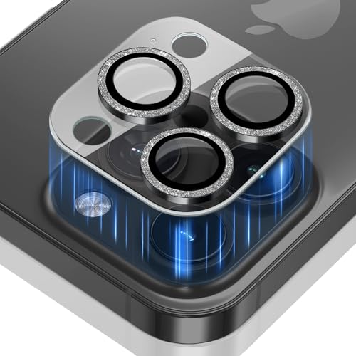 KeHowy Kamera Linse Schutzfolie Kompatibel mit iPhone 16 Pro/16 Pro Max, [Glitter Diamonds] 9H Härte HD Panzerglas Kameraschutz Zubehör Camera Glass Protector Kratzfest für iPhone 16 Pro Max - Schwarz von KeHowy