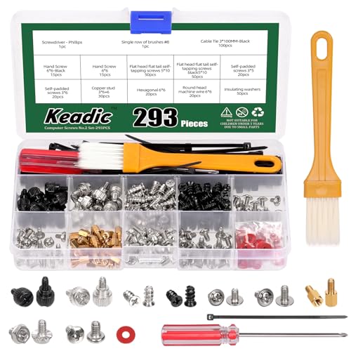 Keadic 293Pcs Computer Schrauben Sortiment Kit Motherboard Standoffs Schraube PC Installation & Reparatur Hardware für Mainboard, Festplatte HDD, Gehäuse, Lüfter, Power Graphics,CD-ROM Keadic 293Pcs Computer Schrauben Sortiment Kit Motherboard Standoffs Schraube PC Installation & Reparatur Hardware für Mainboard, Festplatte HDD, Gehäuse, Lüfter, Power Graphics,CD-ROM von Keadic
