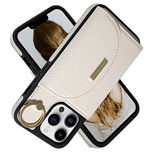 Keallce Schutzhülle für iPhone 13 Pro 6,1 Zoll 2021, Flip Wallet Case mit Kartenfächern, Ring Ständer Halter Kickstand, Folio Leder Schutzhülle für Damen Frauen Kompatibel mit iPhone 13 Pro 5G, Beige Keallce Schutzhülle für iPhone 13 Pro 6,1 Zoll 2021, Flip Wallet Case mit Kartenfächern, Ring Ständer Halter Kickstand, Folio Leder Schutzhülle für Damen Frauen Kompatibel mit iPhone 13 Pro 5G, Beige von Keallce