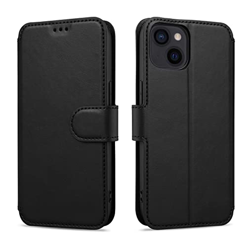 Keallce für iPhone 14 Hülle, iPhone 14 Handy Hülle Lederhülle, iPhone 14 PU Leder Hülle Brieftasche Handytasche Cover Kompatibel für iPhone 14 Ledertasche-6.1 Zoll, Schwarz von Keallce