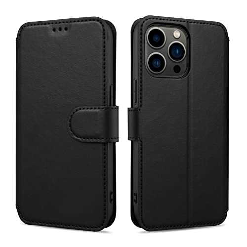 Keallce für iPhone 14 Pro Max Hülle, iPhone 14 Pro Max Handy Hülle Lederhülle, iPhone 14 Pro Max PU Leder Hülle Brieftasche Handytasche Cover Kompatibel für iPhone 14 Pro Max Ledertasche-6.7" Schwarz von Keallce