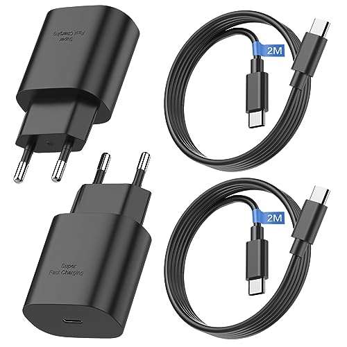 4Pack 25W USB C Ladegerät mit 2M Ladekabel für Samsung Ladegerät USB C Schnellladegerät,Netzteil USB C Ladestecker Handy Ladegerät mit Schnellladekabel für Samsung Galaxy S24 S23 Ultra/S22/S21/S20/A53 von Keasen