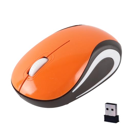 KeauFair Mini-Maus, kabellos, tragbar, optische Maus, leise, 2,4 G, ergonomisches Design, kabellose Maus für Kinder und kleine Hände, geeignet für PC (Orange) von KeautFair