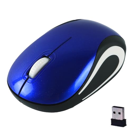 KeauFair Mini-Maus, kabellos, tragbar, optische Maus, leise, 2,4 G, ergonomisches Design, kabellose Maus für Kinder und kleine Hände, geeignet für PC (blau) von KeautFair