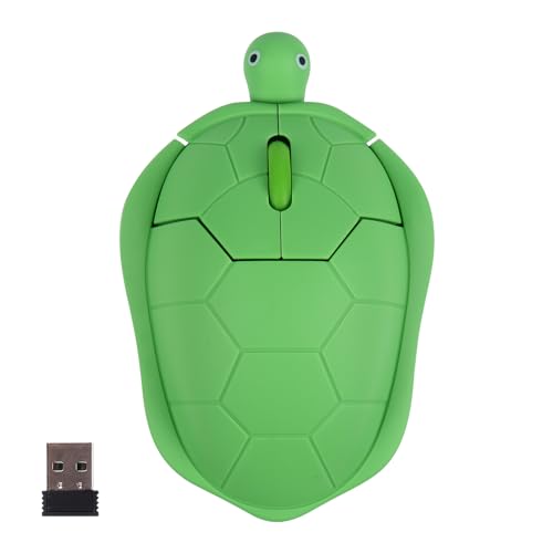 KeautFair Kabellose Maus, kabellose Maus in Form einer niedlichen Tierschildkröte, optische Maus, ergonomisches Design, Auflösung 1600 dpi, geeignet für Computer und Laptops (grün) von KeautFair