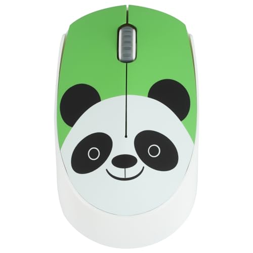 KeautFair Kabellose Maus, niedliche Cartoon-Tiermaus, Panda-Motiv, tragbar, ergonomisch, ultradünn, für Geschäftsreisen, für Windows/iOS/Android, Laptop/PC, Geschenk für Kinder (grün) von KeautFair