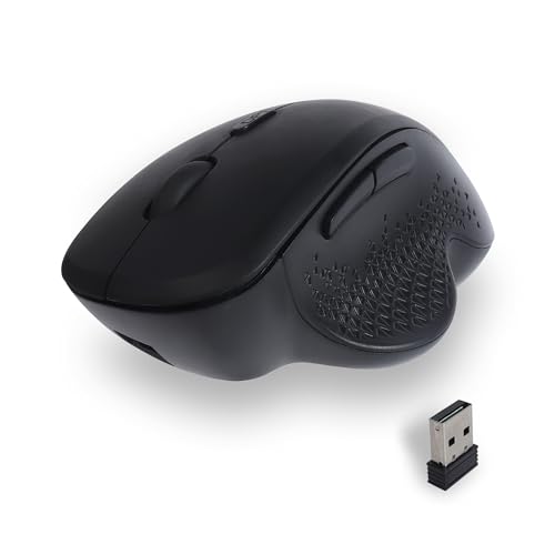 Vertikale Kabellose Maus,Bluetooth + 2.4 Ghz Funk - Dual Mode Wiederaufladbare vertikale Maus,Ergonomisches Design, 1600 DPI 6 Tasten für WindowsAndroidIOS,Laptop,Pc,Computer,Tablet (Schwarz) von KeautFair