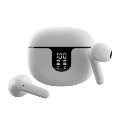 Bluetooth Kopfhörer,Kopfhörer Kabellos 5.1 HiFi Stereoklang,IPX7 Wasserdicht Wireless Kopfhörer,LED Anzeige Wireless Headphones,Mit Mic Touch Control Earbuds,für iOS, Andriod(weiß) von Kebensh