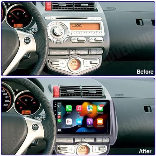 KECONSING [6G+128G] IPS 9" Android 14 Autoradio Für Honda Jazz City 2002-2007 mit navi Octa Core-[Eingebauter 4G LTE/DAB+/CarPlay/Android Auto/DSP/GPS/Bluetooth 5.0/WLAN/USB/AHD/360 Camera von Keconsing