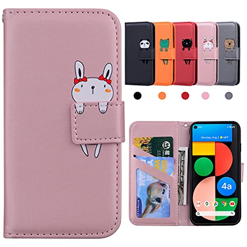 Kedic Hülle für Google Pixel 4a 5g, Handyhülle Pixel 4a 5g, Stoßfeste Schutzhülle , Google Pixel 4a 5g Hülle, Karikatur Flipcase für Google Pixel 4a 5G(6.2"), Hase, Rosa von Kedic