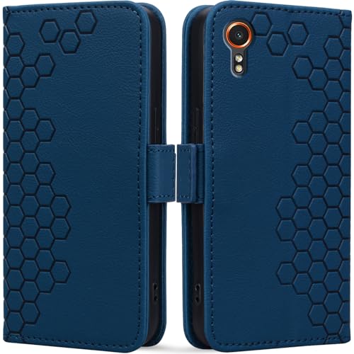 Kedic Hülle für Samsung Galaxy Xcover 7 hülle, Samsung Xcover 7 Hülle mit Ständer Funktion/Geld und Kartenhalter, Stoßfeste Hülle Samsung Xcover 7 Handyhülle, Robustet Hülle Xcover 7-6,6 Zoll Blau von Kedic