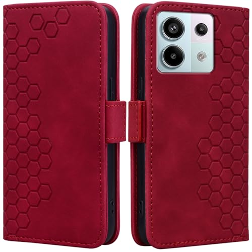 Kedic für Xiaomi Redmi Note 13 Pro hülle, Redmi Note 13 Pro 5G Hülle mit Ständer Funktion/Geld und Kartenhalter, Stoßfeste Handyhülle Redmi Note 13 Pro 5G, Xiaomi Poco X6 5G Hülle -6,67 Zoll Rot von Kedic