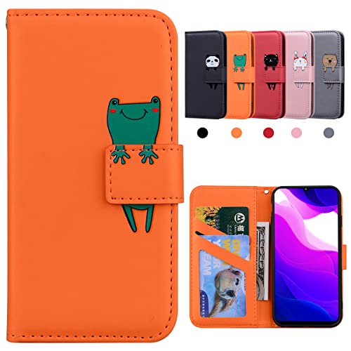 Xiaomi Mi 10 lite 5g Hülle, Handyhülle Mi 10 lite 5G, Klappbar Stoßfeste Schutzhülle mit [Kartenfächer] [Ständerfunktion], Karikatur Hülle für Xiaomi Mi 10 lite 5G (6.57"), Orange von Kedic