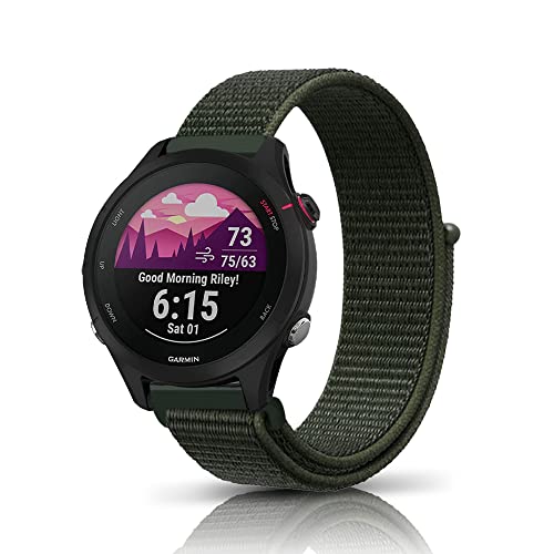 KeeFos 18mm Armband Kompatibel mit Garmin Forerunner 265S/Forerunner 255S Music/255S/Vivoactive 4S/Vivomove 3S, Einstellbares Nylon Ersatzarmband Sport Armband für Garmin Venu 2S/Move 3S-Armeegrün von KeeFos