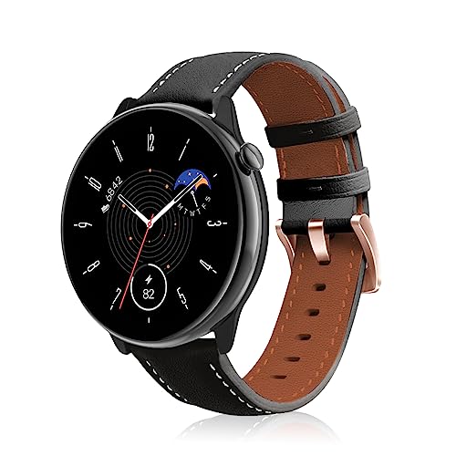 KeeFos 20MM Leder Armband für Amazfit Active 2/Active/GTR Mini/GTS 4/GTS 4 Mini/Bip 3/Bip 3 Pro, Lederarmband Ersatzband Uhrenarmband für Amazfit GTS 3/GTS 2e/GTS 2/GTS - Schwarz KeeFos 20MM Leder Armband für Amazfit Active 2/Active/GTR Mini/GTS 4/GTS 4 Mini/Bip 3/Bip 3 Pro, Lederarmband Ersatzband Uhrenarmband für Amazfit GTS 3/GTS 2e/GTS 2/GTS - Schwarz von KeeFos