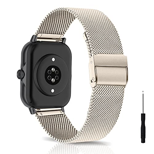 KeeFos 20mm Armband für Amazfit Active/GTR Mini/GTS 4 Mini/GTS 4/Bip 3/3 Pro, Edelstahl Metall Uhrenarmband Ersatzband für Amazfit GTS/GTS 2/GTS 2 Mini/GTS 2e/GTS 3/Bip/Bip lite/Bip U Pro - Gold von KeeFos