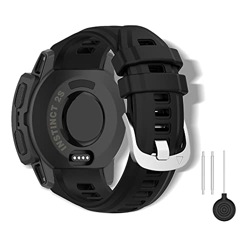 KeeFos 20mm QuickFit Armband Kompatibel mit Garmin Instinct 2S/Instinct 2S Solar, Silikon Ersatzarmband Herren Damen für Garmin Instinct 2S/Instinct 2S Solar - Schwarz von KeeFos