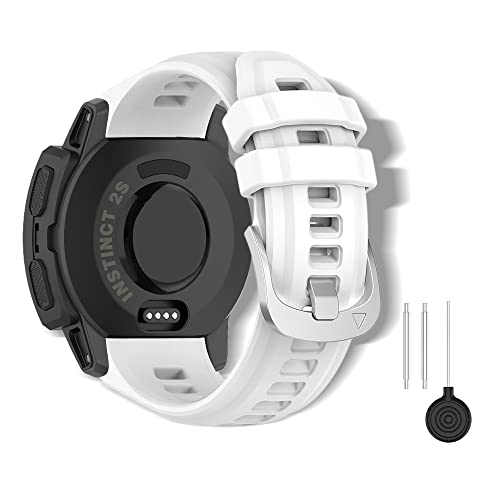 KeeFos 20mm QuickFit Armband Kompatibel mit Garmin Instinct 2S/Instinct 2S Solar, Silikon Ersatzarmband Herren Damen - Weiß von KeeFos