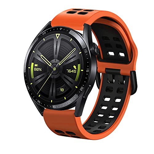 KeeFos 22mm Armband Kompatibel mit Huawei Watch GT 4 46mm/Huawei Watch 4/Watch 4 Pro, Silikon Ersatzarmband für Amazfit Balance/Amazfit Bip 5/Amazfit Cheetah/Cheetah Pro/GTR 4 (Orange+Schwarz) von KeeFos