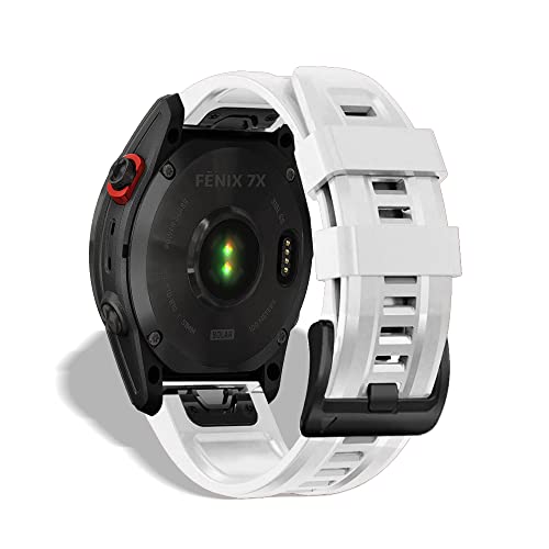 KeeFos 26mm QuickFit Armband Kompatibel mit Garmin Fenix 7X/Fenix 6X/Fenix 6X Pro/Fenix 5X/Fenix 5X Plus, Silikon Ersatzarmband Herren Damen für Garmin Fenix 3/Fenix 3 HR (Weiß) von KeeFos