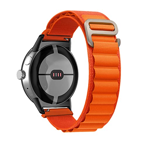 KeeFos Alpine Loop Armband Kompatibel mit Google Pixel Watch 2 / Google Pixel Watch, Nylon Titan G-Haken Armbänder Sport Ersatzarmband Herren Damen für Google Pixel Watch 2 / Pixel Watch - Orange von KeeFos