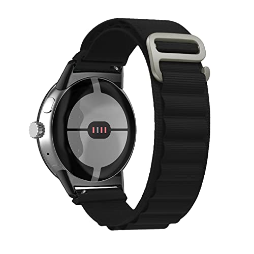 KeeFos Alpine Loop Armband Kompatibel mit Google Pixel Watch 2 / Google Pixel Watch, Nylon Titan G-Haken Armbänder Sport Ersatzarmband Herren Damen für Google Pixel Watch 2 / Pixel Watch - Schwarz von KeeFos