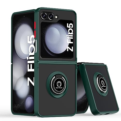 KeeFos Hülle für Samsung Galaxy Z Flip 5 Handyhülle [360 Grad Ring] [Magnetischer Autohalterung] Stoßfester und Sturzfeste Halter Multifunktions Handy Hüllen Cover für Galaxy Z Flip 5 - Grün von KeeFos
