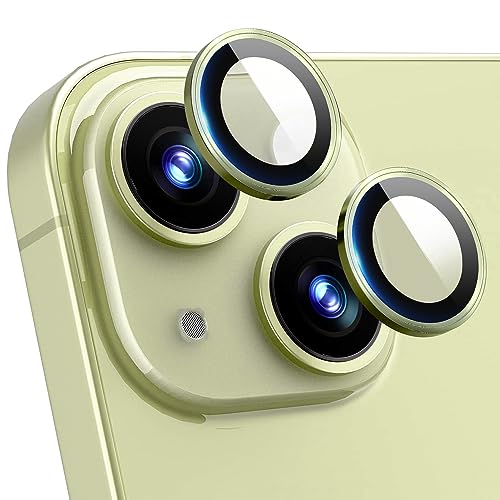 KeeFos Kameraschutz kompatibel mit iPhone 15 / iPhone 15 Plus, 9H Härte Aluminiumlegierung Kamera Schutz Schutzglas Kamera Displayschutzfolie für iPhone 15 / iPhone 15 Plus - Gelb von KeeFos
