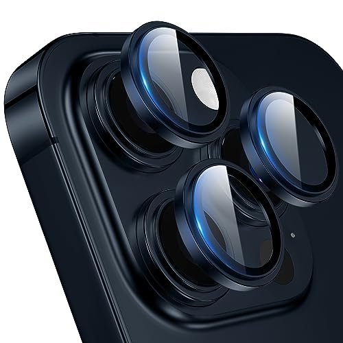 KeeFos Kameraschutz kompatibel mit iPhone 15 Pro/iPhone 15 Pro Max, 9H Härte Aluminiumlegierung Kamera Schutz Schutzglas Kamera Displayschutzfolie für iPhone 15 Pro/iPhone 15 Pro Max - Blau von KeeFos
