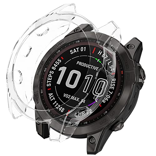 KeeFos TPU Hülle Kompatibel mit Garmin Fenix 7/Fenix 7 Solar/Fenix 7 Sapphire Solar, Stoßdämpfend Schutzhülle Flexibles Gehäusefür Garmin Fenix 7/Fenix 7 Solar/Fenix 7 Sapphire Solar (Transparent) von KeeFos