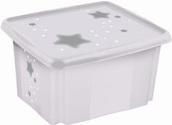 keeeper Aufbewahrungsbox karolina Stars, 45 Liter Dreh-/Stapelbox mit Deckel, aus PP, nordic-white, mit - 1 Stück (1224351919600) von Keeeper