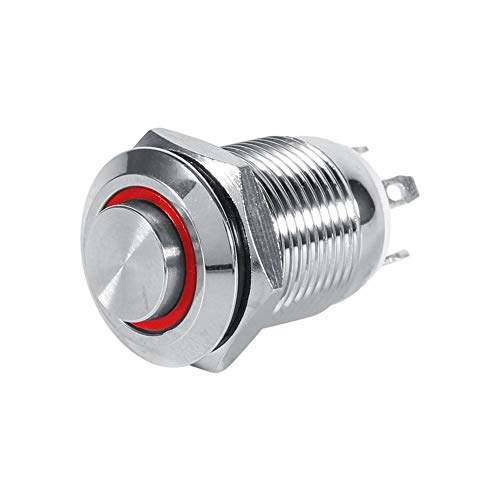 12 mm Momentary Drucktastenschalter, Auto LED Power Push Button Switch 1NO Switch 4 Pin geeignet für 12mm Befestigungsloch (rot) von Keenso