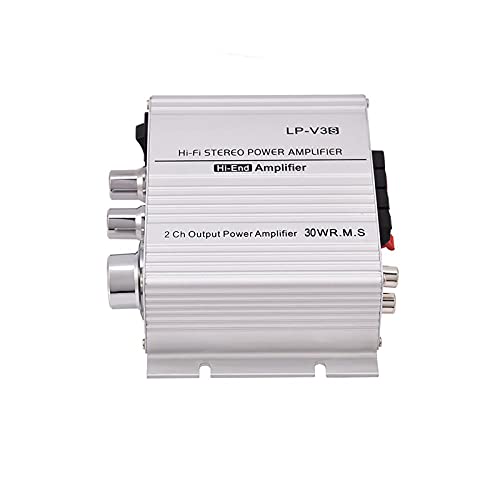 2 Channel HiFi Stereo Power Amp 30WX2 RMS und 3,5 Mm Eingang, Einstellbare Hoch/niedrige Frequenz, Ideal für das Autosystem (SILVER) von Keenso