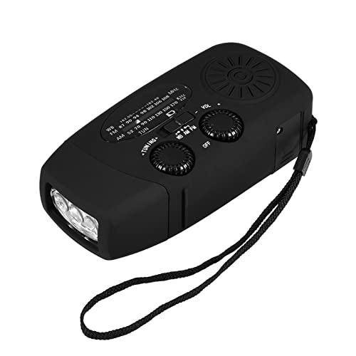 Emergency Weather Radio, Solar Hand Crank Dynamo AM/FM/WB Radio LED Taschenlampe Ladegerät für Notfälle Im Freien Im Freien (Black) von Keenso