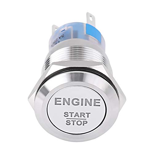 Keenso Auto Startknopf, Universal Auto 12V 19mm LED Start Stopp Knopf Wasserdicht Druckschalter Motor Startknopf (Silber) von Keenso