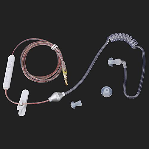 Keenso Headset Air Tube Security Ohrhörer mit Mikrofem, Professionellem Audiovisuellem Kabel-Kopfhörer für Fahren und Bewegung (Transparentes Einzelohr) von Keenso