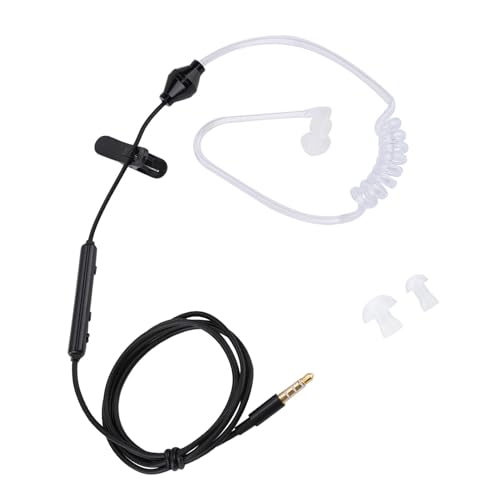 Keenso Headset Air Tube Security Ohrhörer mit Mikrofem, Professionellem Audiovisuellem Kabel-Kopfhörer für Fahren und Bewegung (Weiße Röhre schwarzer Linie) von Keenso
