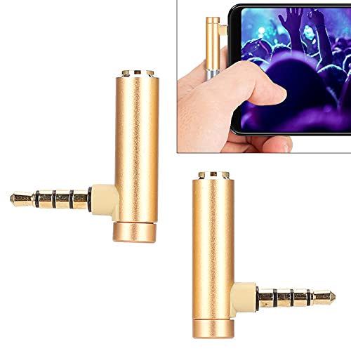 Keenso Kompakt 3,5 Mm Männlich Bis Weiblicher Adapterstecker, für Desktops -Smartphones, Aluminiumlegierung/Gold, 2pcs -Stecker (#2) von Keenso